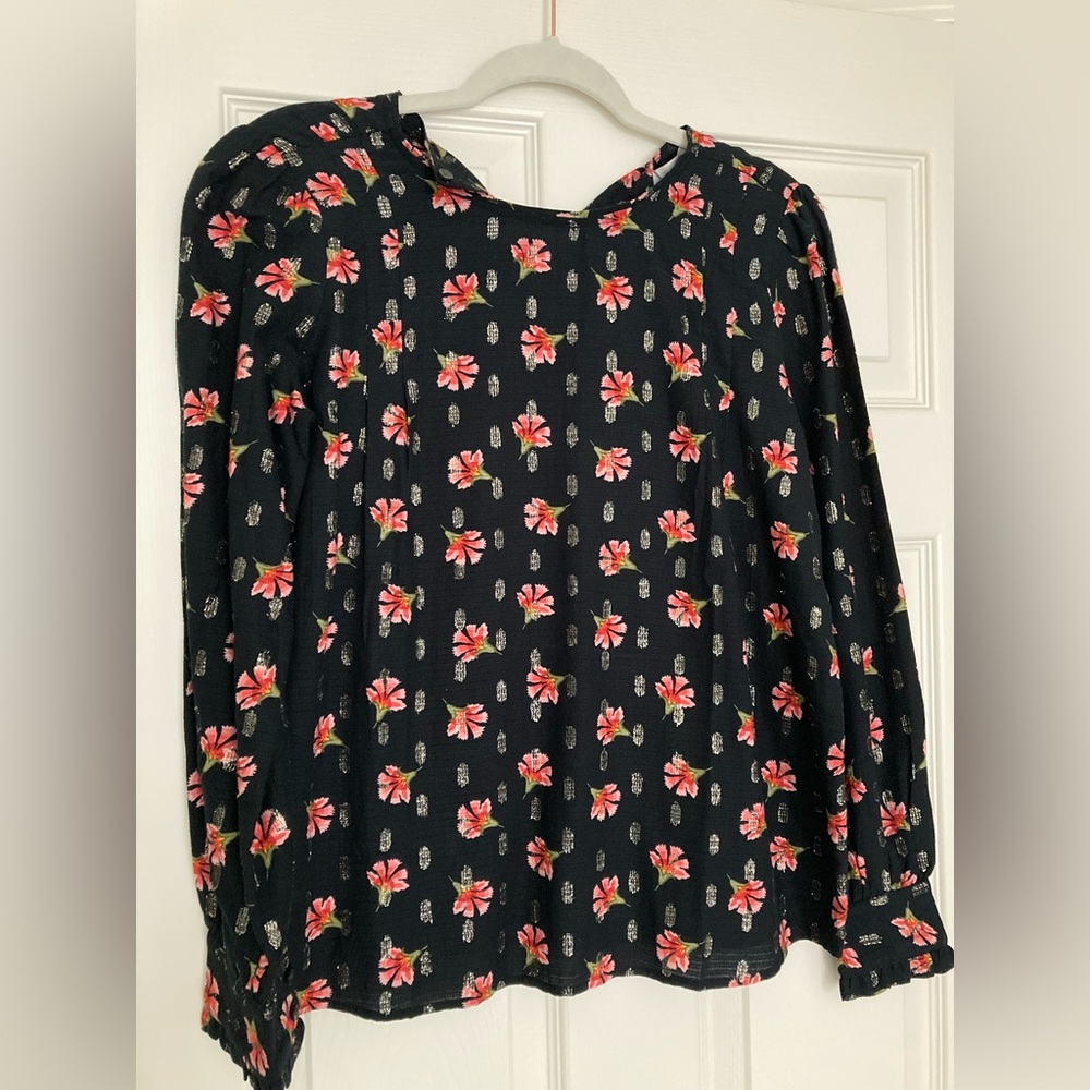 LOFT Black Floral Blouse